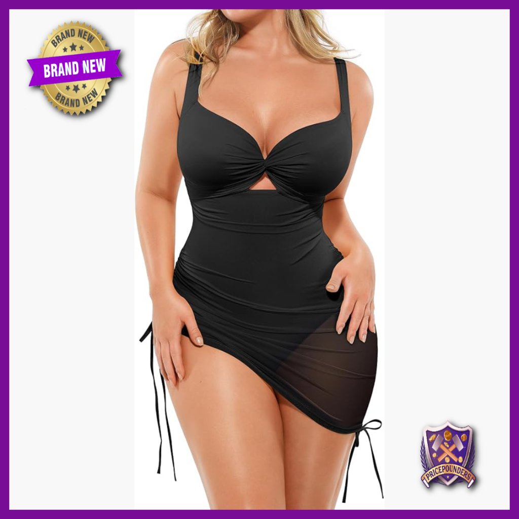 Medium One Piece Swimsuit With Tummy Control Mesh Skirt Adjustable Straps